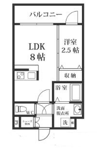 福岡市博多区山王のマンションの間取り