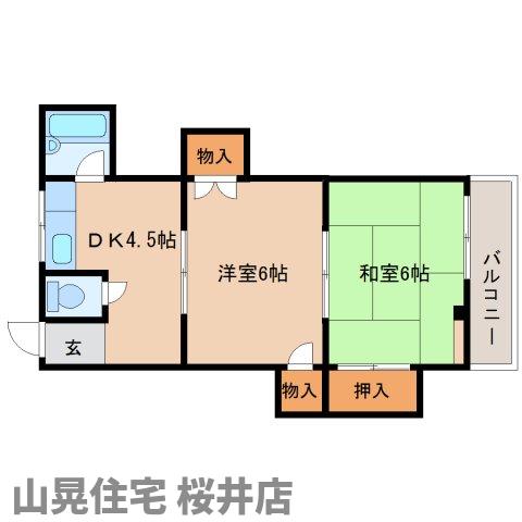 桜井市大字巻野内のマンションの間取り