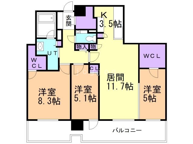 プレミストタワーズ札幌苗穂アクアゲートの間取り