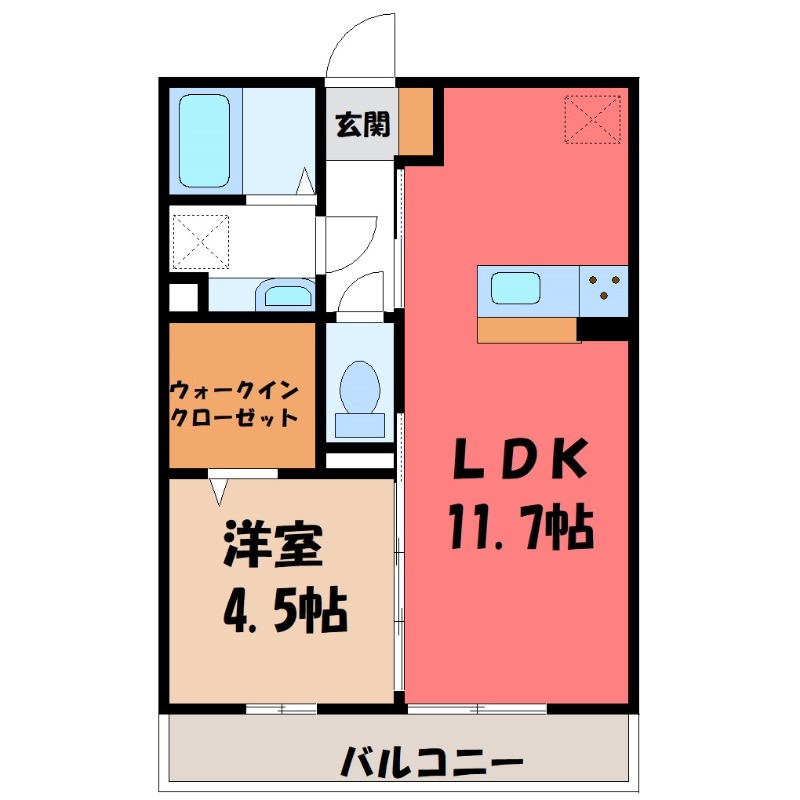 太田市内ケ島町のアパートの間取り