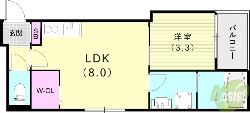 【尼崎市上坂部のアパートの間取り】