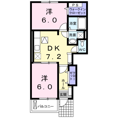 大和高田市大字市場のアパートの間取り