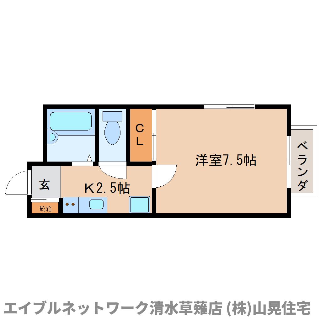 静岡市清水区草薙のアパートの間取り