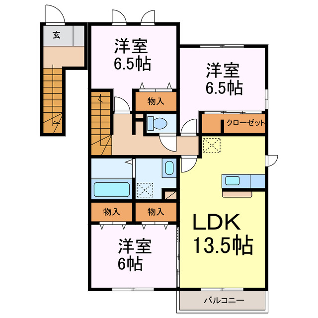 古河市東牛谷のアパートの間取り