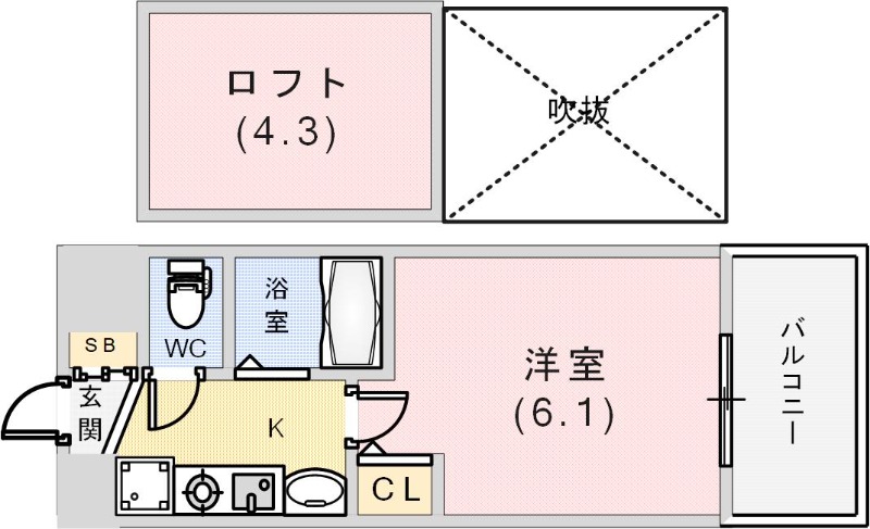 エステムコート三宮駅前ラ・ドゥーの間取り