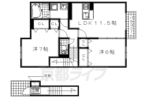 相楽郡精華町祝園西のアパートの間取り