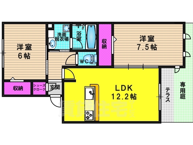 京都市伏見区羽束師鴨川町のアパートの間取り