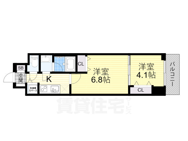 大阪市西区南堀江のマンションの間取り