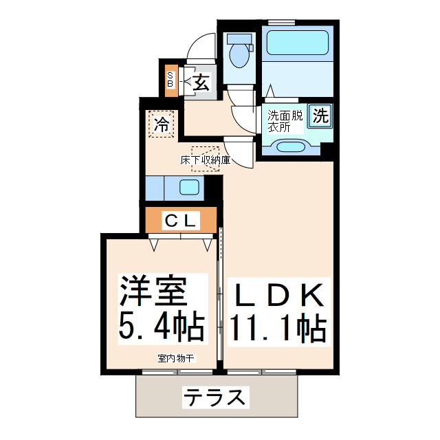 熊本市西区池亀町のアパートの間取り