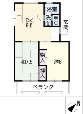 箕ノ手ハイツ　Ｂ棟の間取り