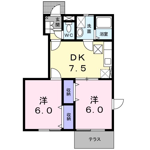 南さつま市加世田川畑のアパートの間取り