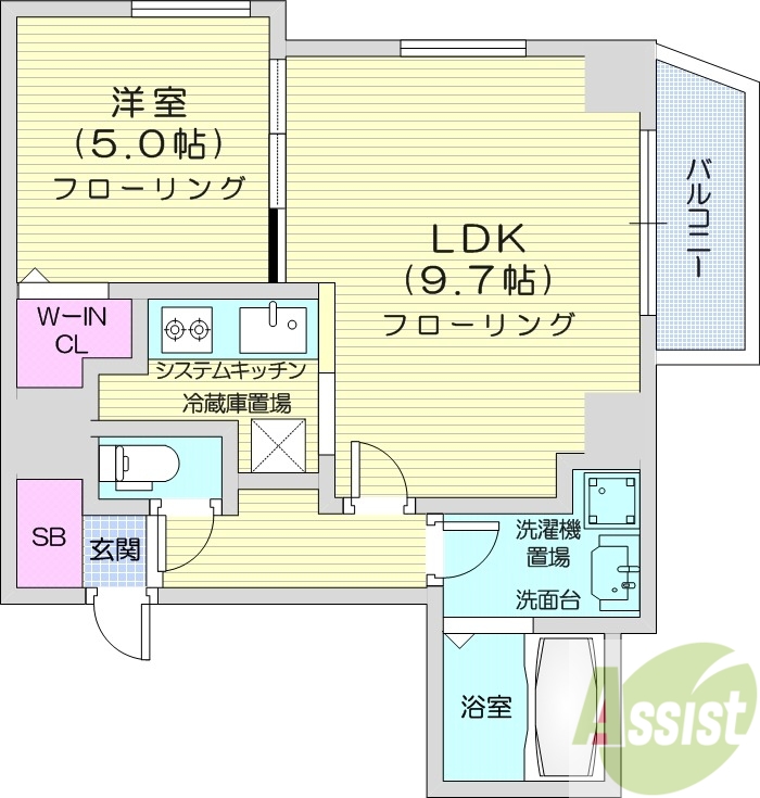 札幌市北区麻生町のマンションの間取り