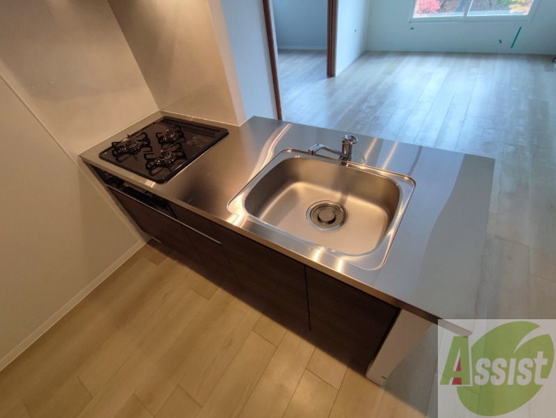 キッチン　キッチンはシックなデザインでした。洗い場も大きい。