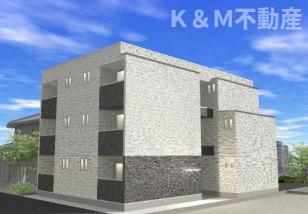 エントランス　こちら、外観パースです