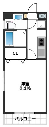 地下鉄七隈線 薬院駅 徒歩5分 9階建 築24年の間取り写真