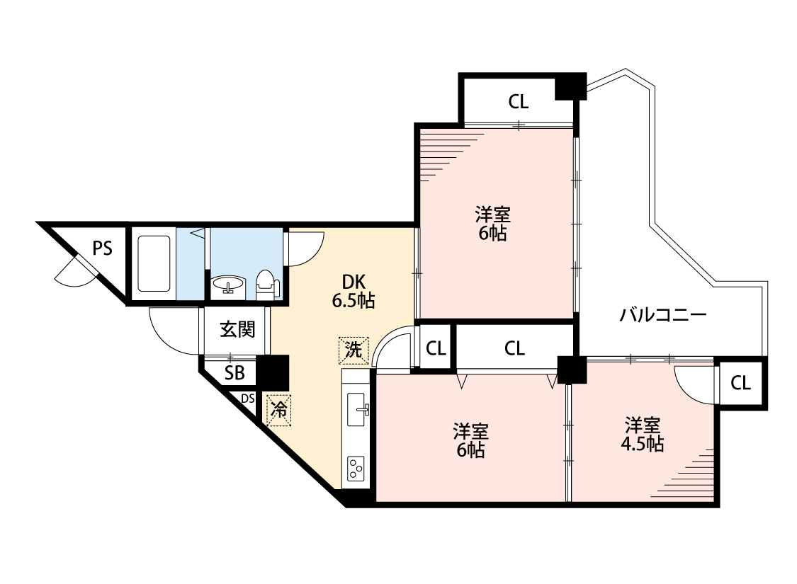 横浜市港北区篠原北のマンションの間取り