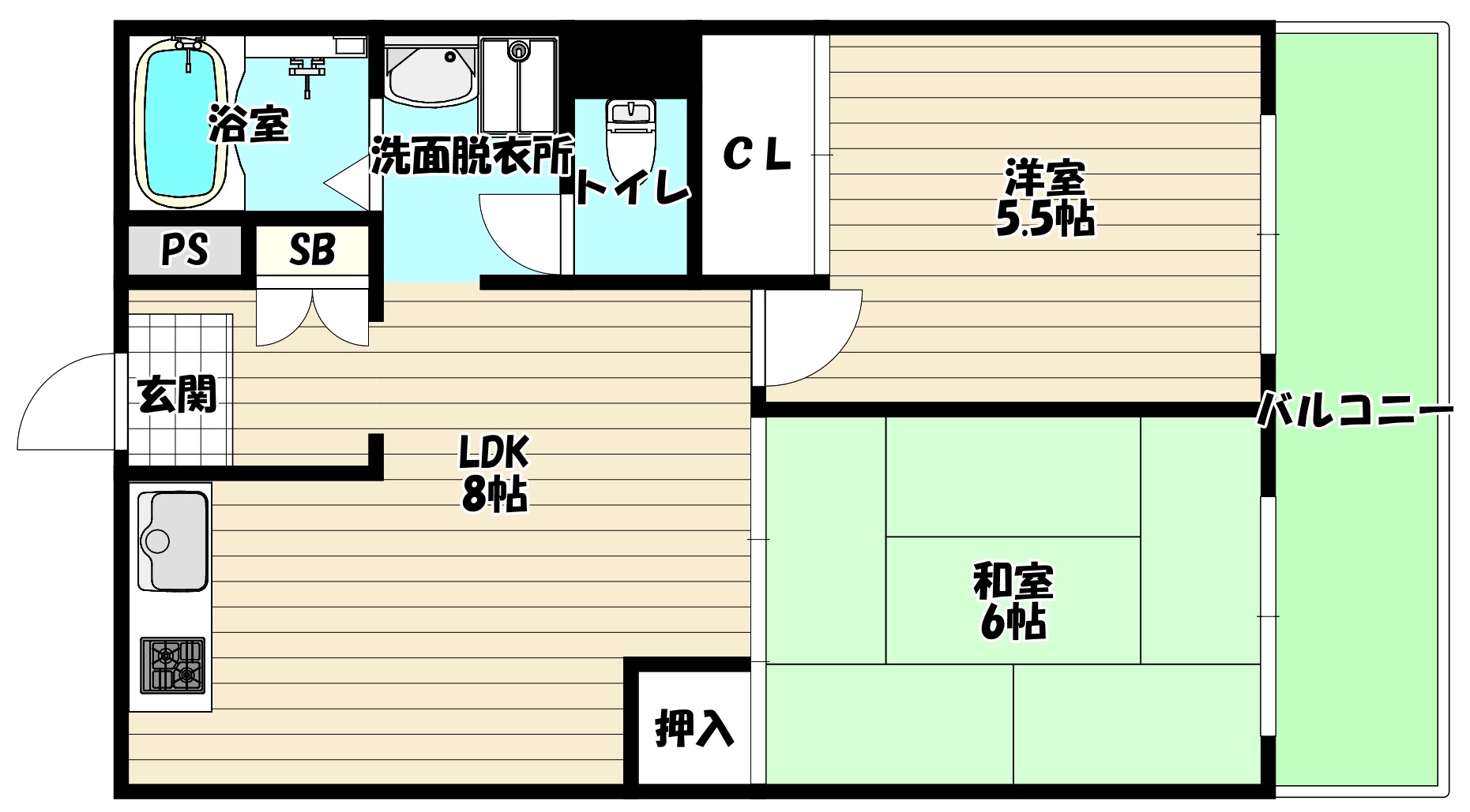 大阪市淀川区西中島のマンションの間取り