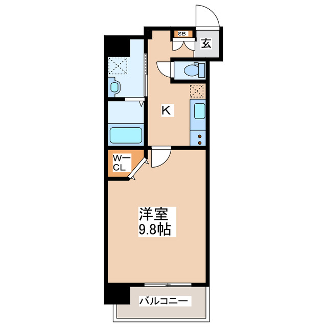 熊本県熊本市中央区新屋敷１（マンション）の賃貸物件の間取り