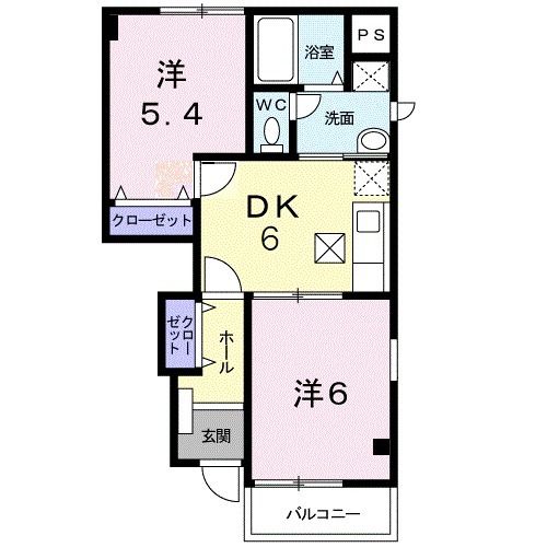 足利市五十部町のアパートの間取り