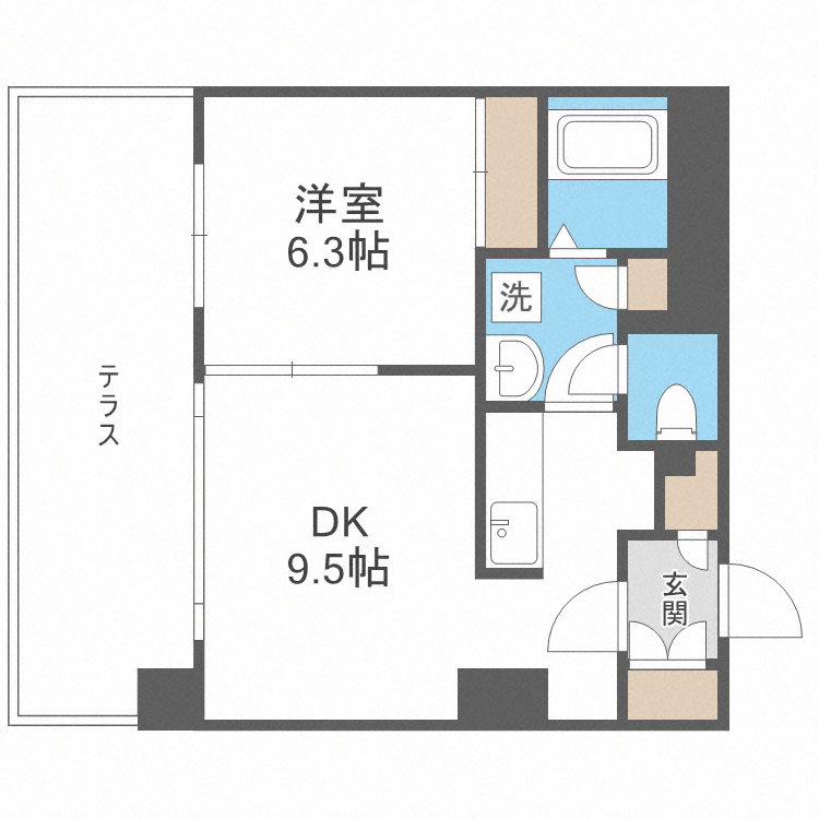 札幌市中央区北十三条西のマンションの間取り