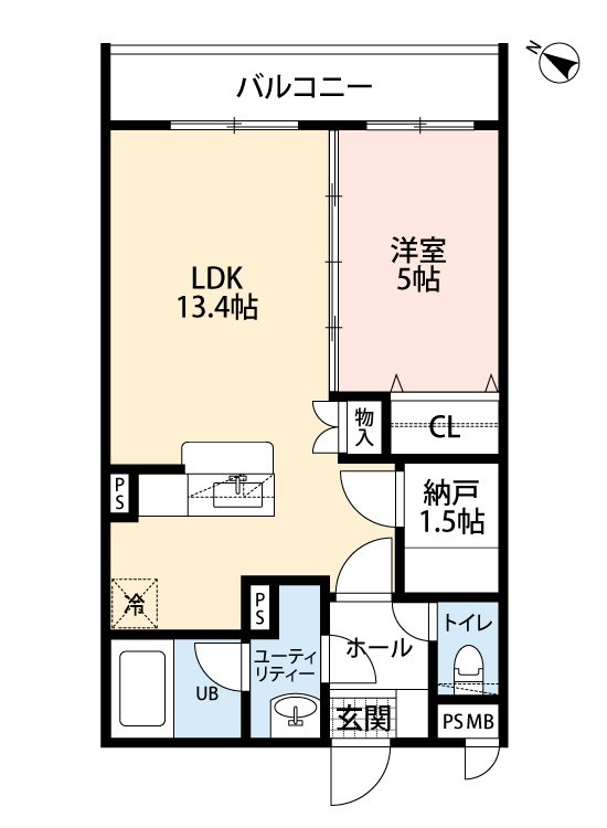 加西市北条町東高室のマンションの間取り