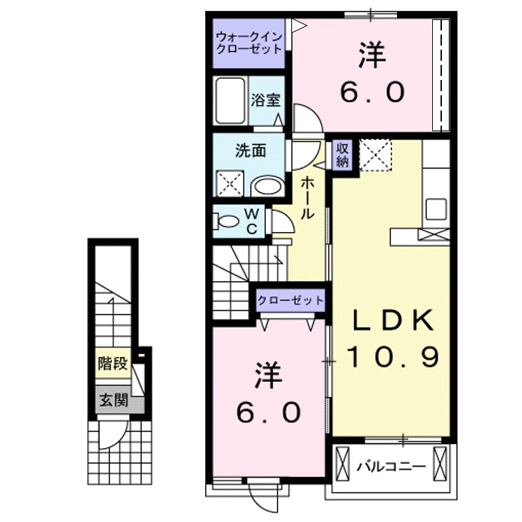 米子市富益町のアパートの間取り