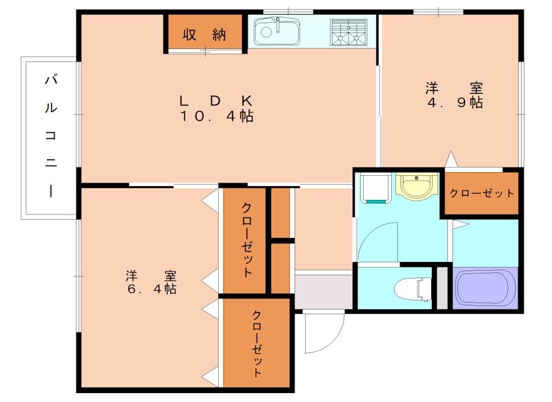 福岡市東区和白のアパートの間取り