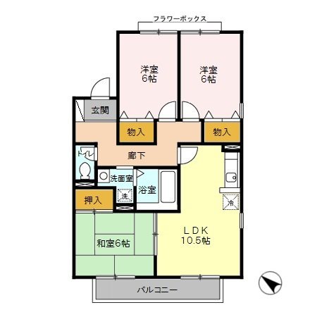 八王子市東中野のアパートの間取り