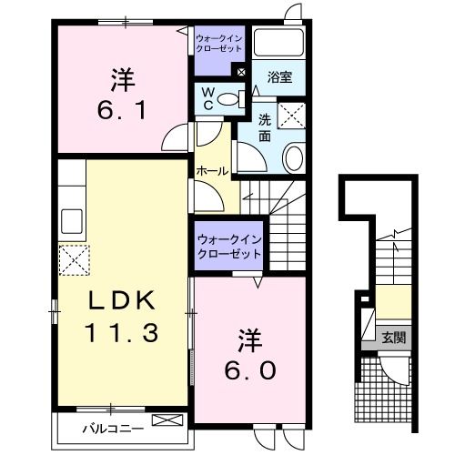 四国中央市川之江町のアパートの間取り