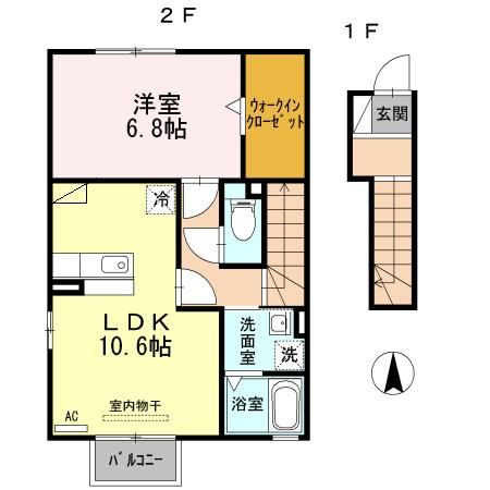 長岡市学校町のアパートの間取り