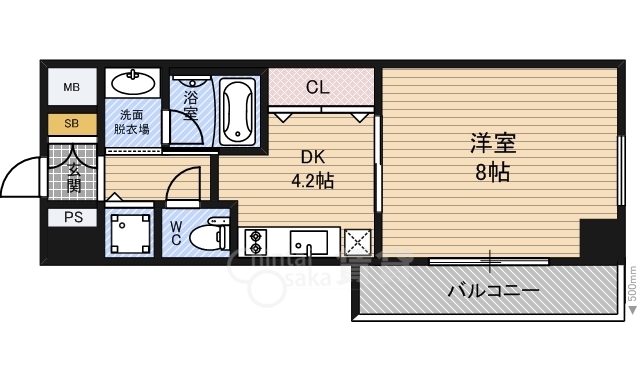 大阪市福島区福島のマンションの間取り