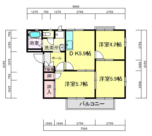 ブルースカイ　参番館の間取り