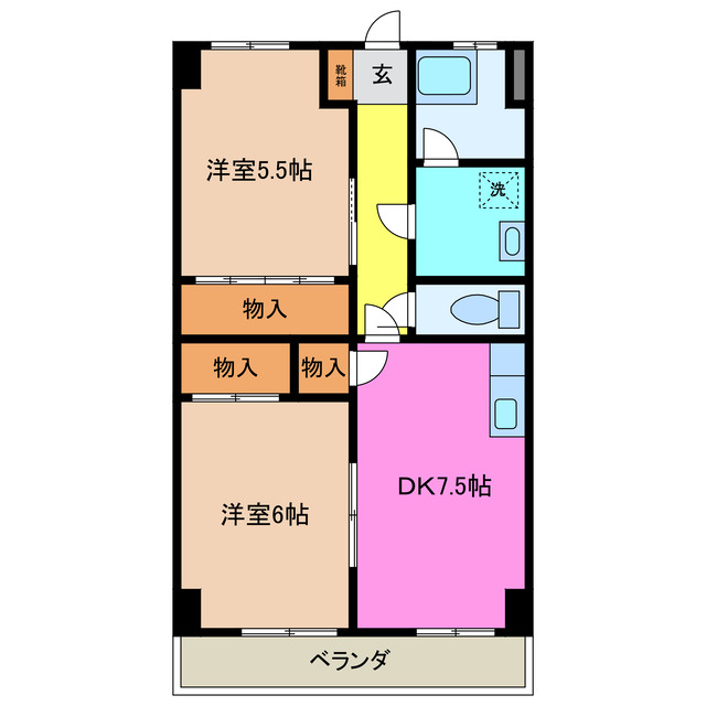 四日市市富田浜町のマンションの間取り