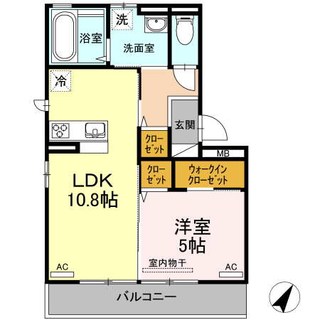 山口市小郡栄町のアパートの間取り