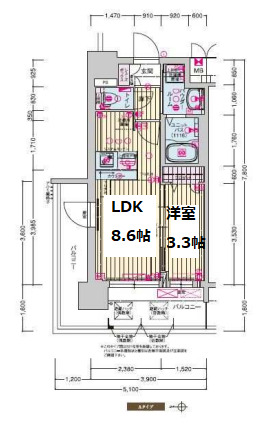 京都市南区東九条南河辺町のマンションの間取り