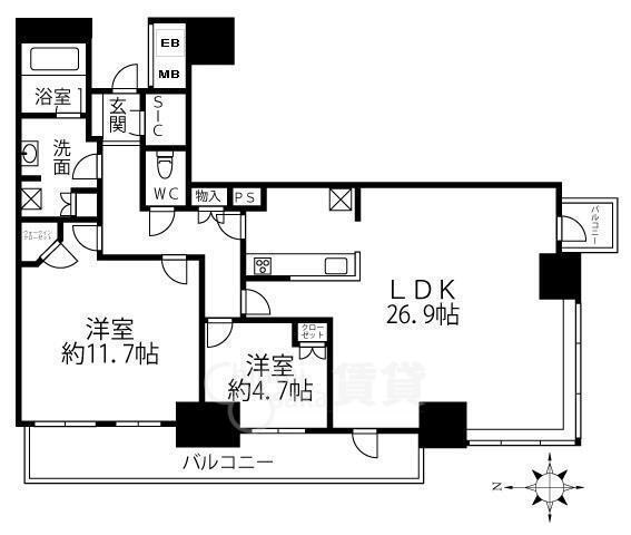 【シエリアタワー千里中央の間取り】