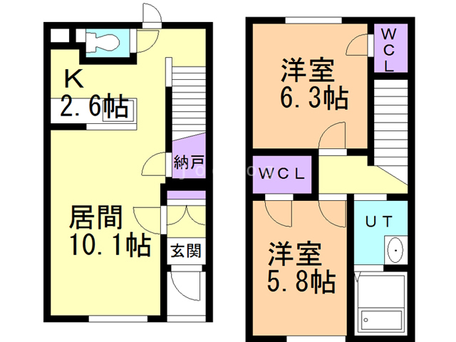 江別市野幌代々木町のアパートの間取り