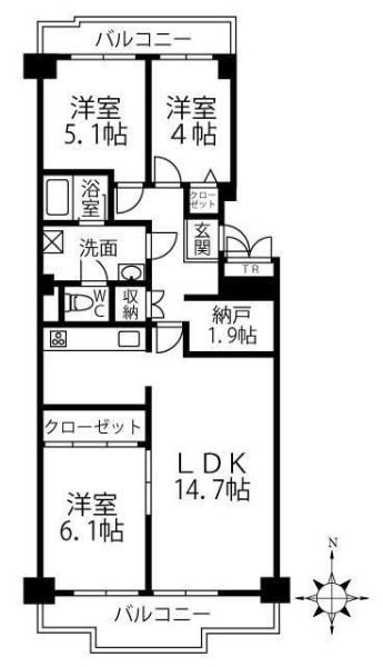 ユニライフ山崎4号棟　2Fの間取り