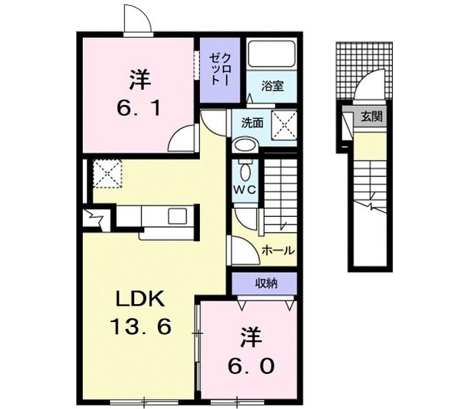 むつ市昭和町のアパートの間取り