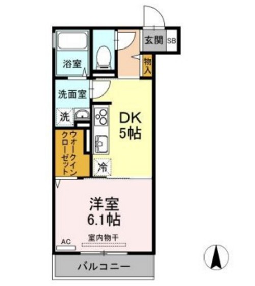 岡山市北区津島笹が瀬のアパートの間取り