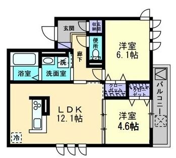 倉敷市阿知のアパートの間取り