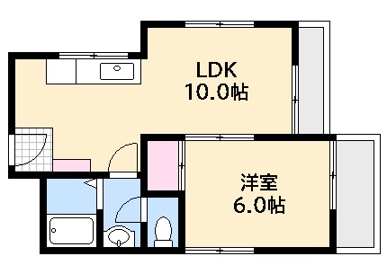 広島市西区大芝のマンションの間取り