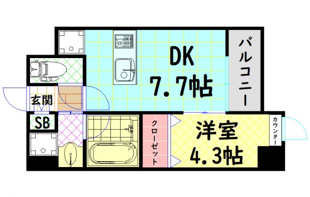 【大阪市浪速区稲荷のマンションの間取り】