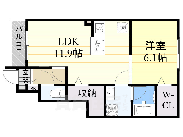 東大阪市横小路町のアパートの間取り