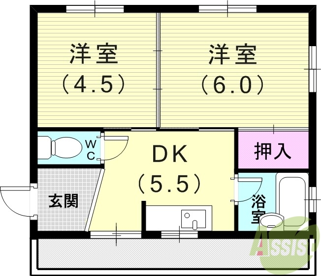 神戸市兵庫区三石通のマンションの間取り