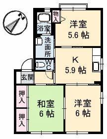 岡山市南区妹尾のアパートの間取り