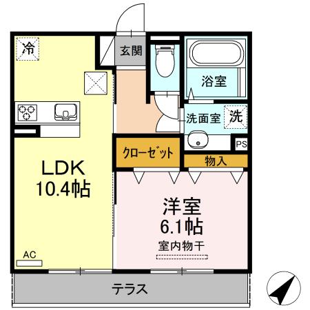 熊本市東区御領のアパートの間取り