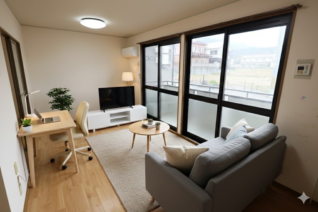 居室・リビング　家具備品はCGによるイメージで、実際の物件には含まれません。