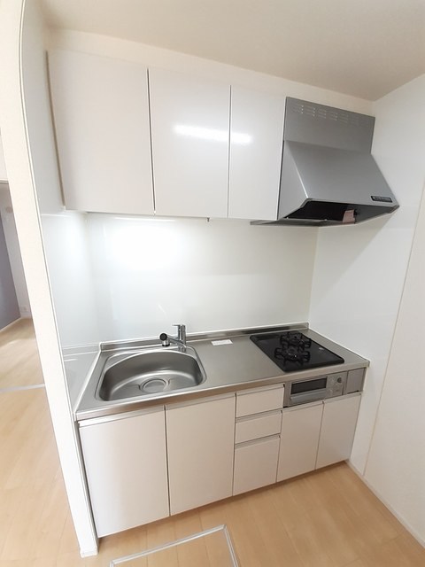 キッチン　システムキッチンにはグリル＋二口コンロ付き♪