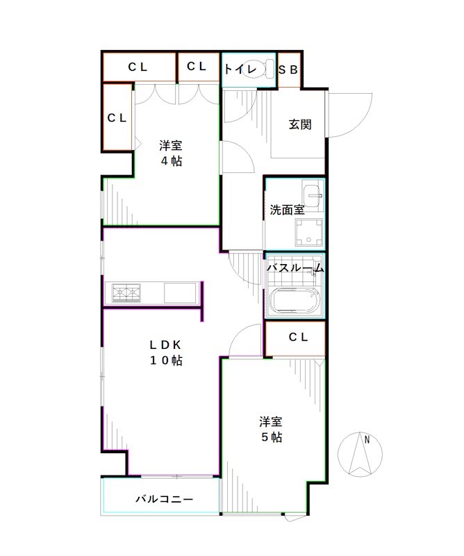 西武新宿線 都立家政駅 徒歩5分 6階建 築43年の間取り写真